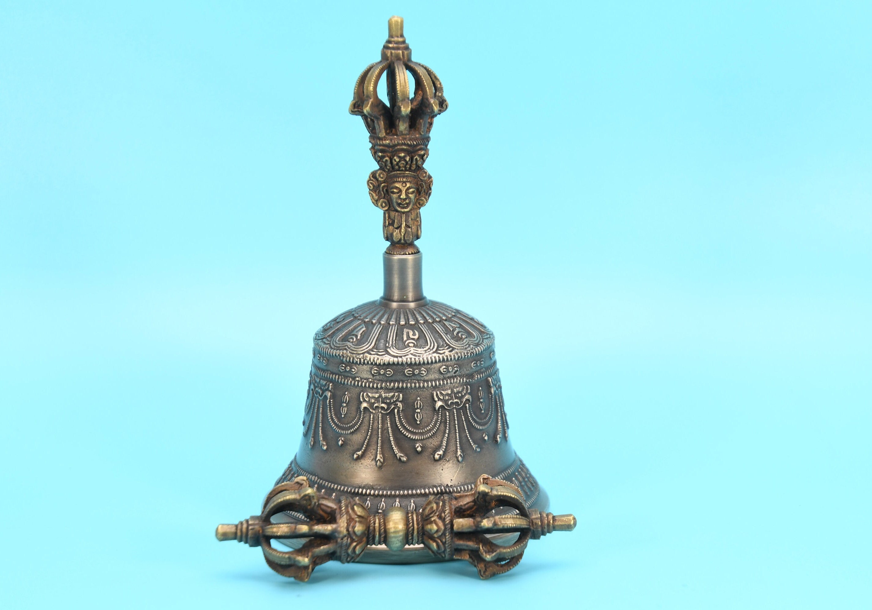 Bell and Dorje SET Tibetan Kila Dorje, Drilbu bell Tibetan Chakra Sound blancing Buddhist Vajra Ghanta Dorje Drilbu Vajra bell, Tibetan bell