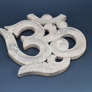 Om Symbol Handmade carved Decor Gift vintage yoga  Wall Hanging hindu Wooden Antique,Nepal