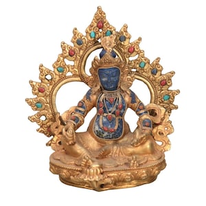 Golden Kuber Jambhala statue Wealth God Kuber Hand Carved Kuvera Figurine Idol Buddhism statue Buddhist Nepal
