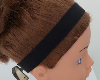 Baha Ponto Adhear Cochlear Oticon Med-el softband headband DIY 15mm wide. Plain Black Solid Colour