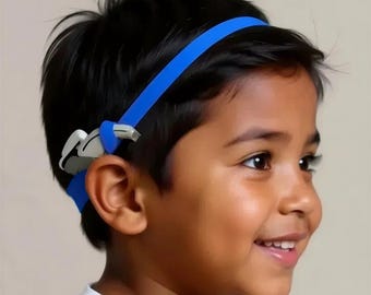 Cochlear Implant Headband Hearing Aid Band, silicone lined, non-slip, adjustable - Blue