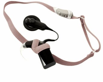 Cochlear Implant Headband Hearing Aid Band, silicone lined, non-slip, adjustable - Beige