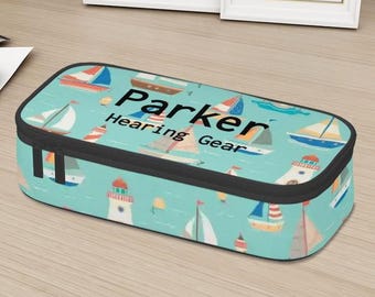 Étui de rangement personnalisé pour appareils auditifs | Étui de transport personnalisé avec nom et design imprimé unique | Boîte de voyage | Voiliers