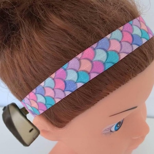 Baha Ponto Adhear Cochlear Oticon Med-el softband headband Hearing Aid Mermaid scales pastel rainbow DIY 15mm wide