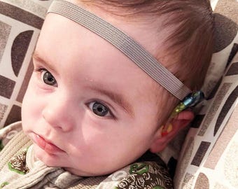 Cochlear Implant Headband Hearing Aid Band, silicone lined, non-slip, adjustable - Gray