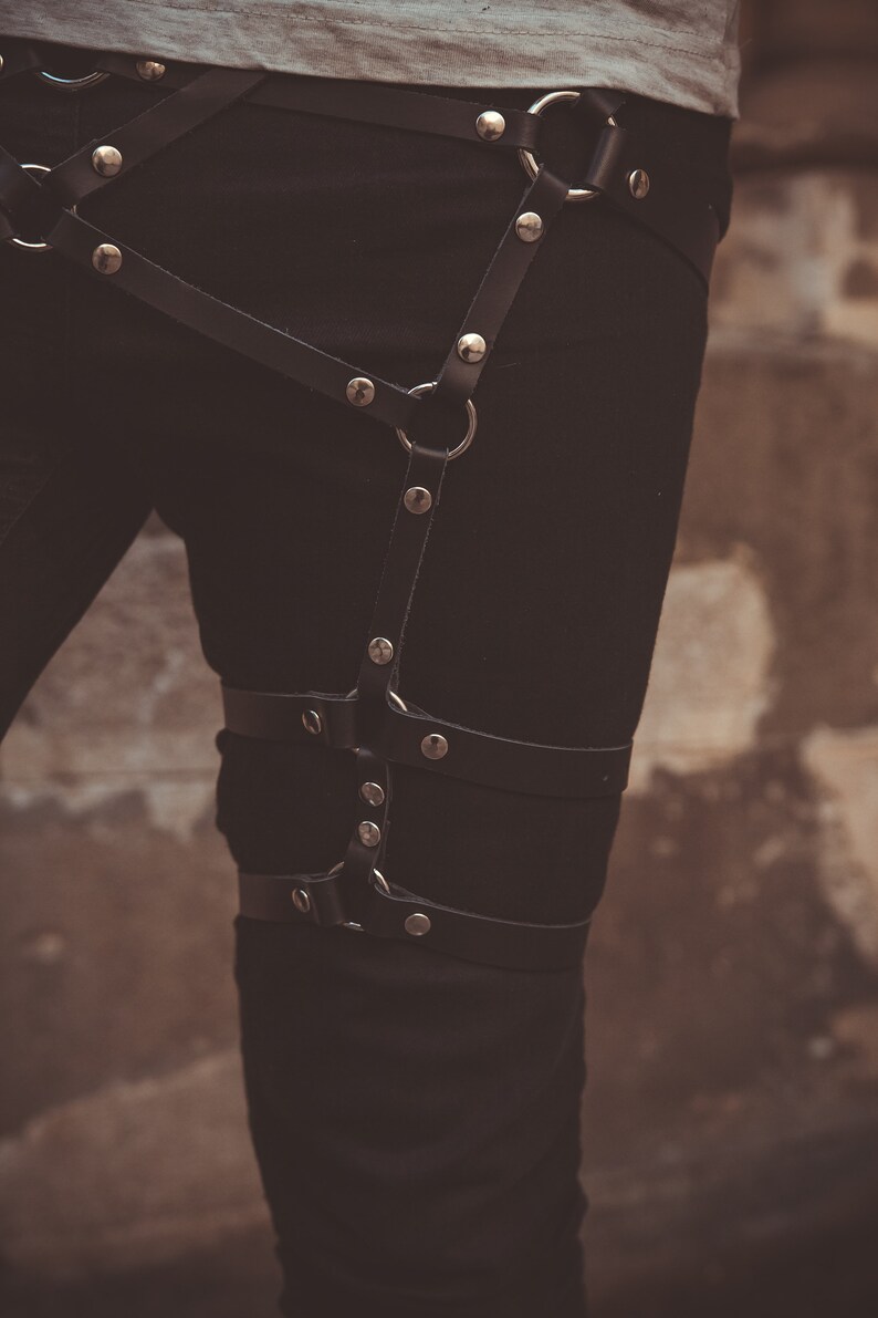 Leg Leather Men Harness Rock Style Harness Legs Thigh Etsy