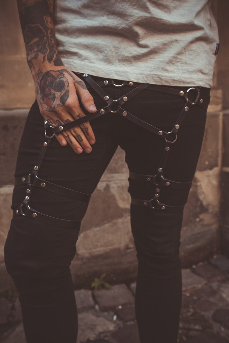 Leg Leather Men Harness Rock Style Harness Legs Thigh Etsy