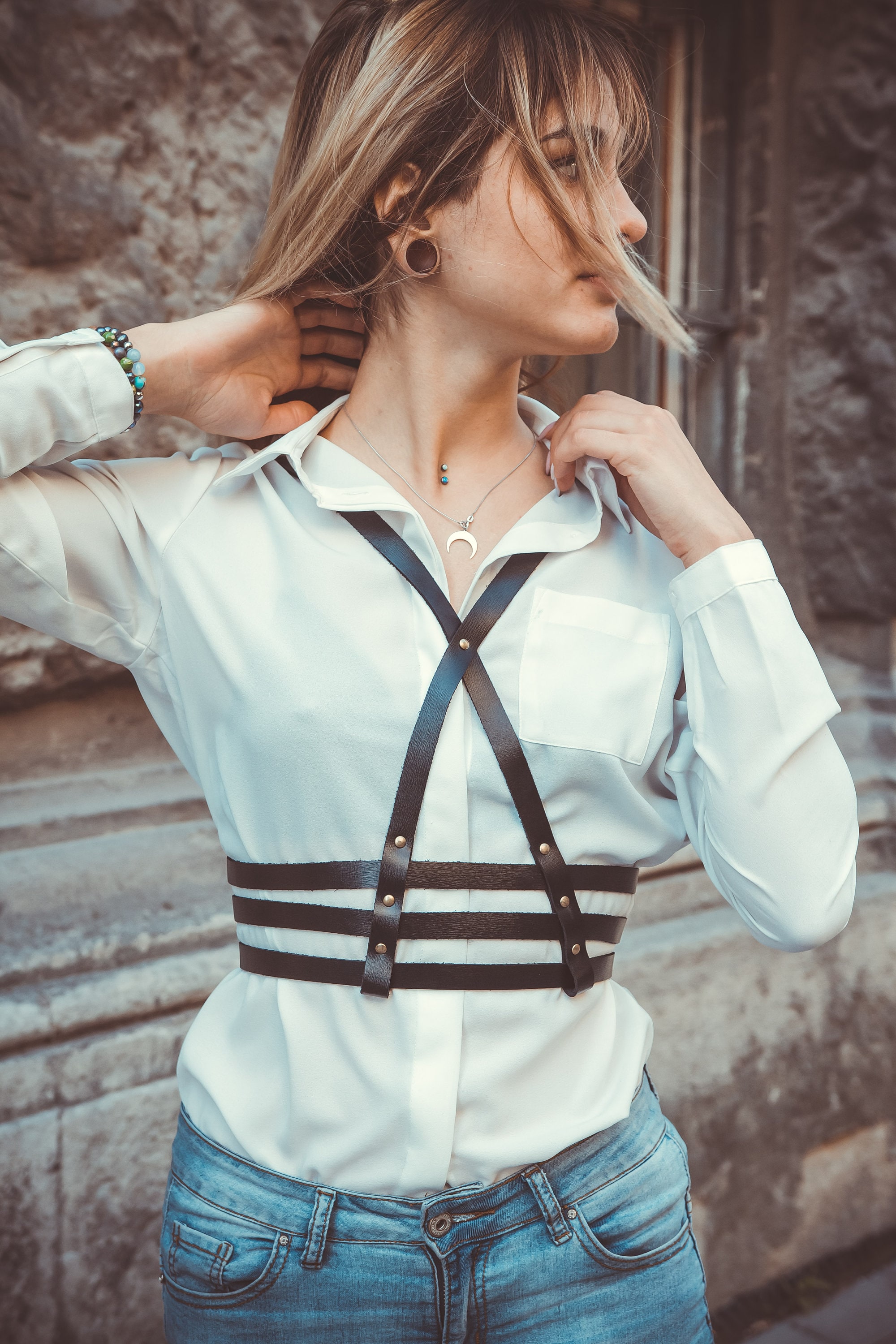 Bondage Clothing Waist Harness Bdsm Leather Harness Waist Etsy