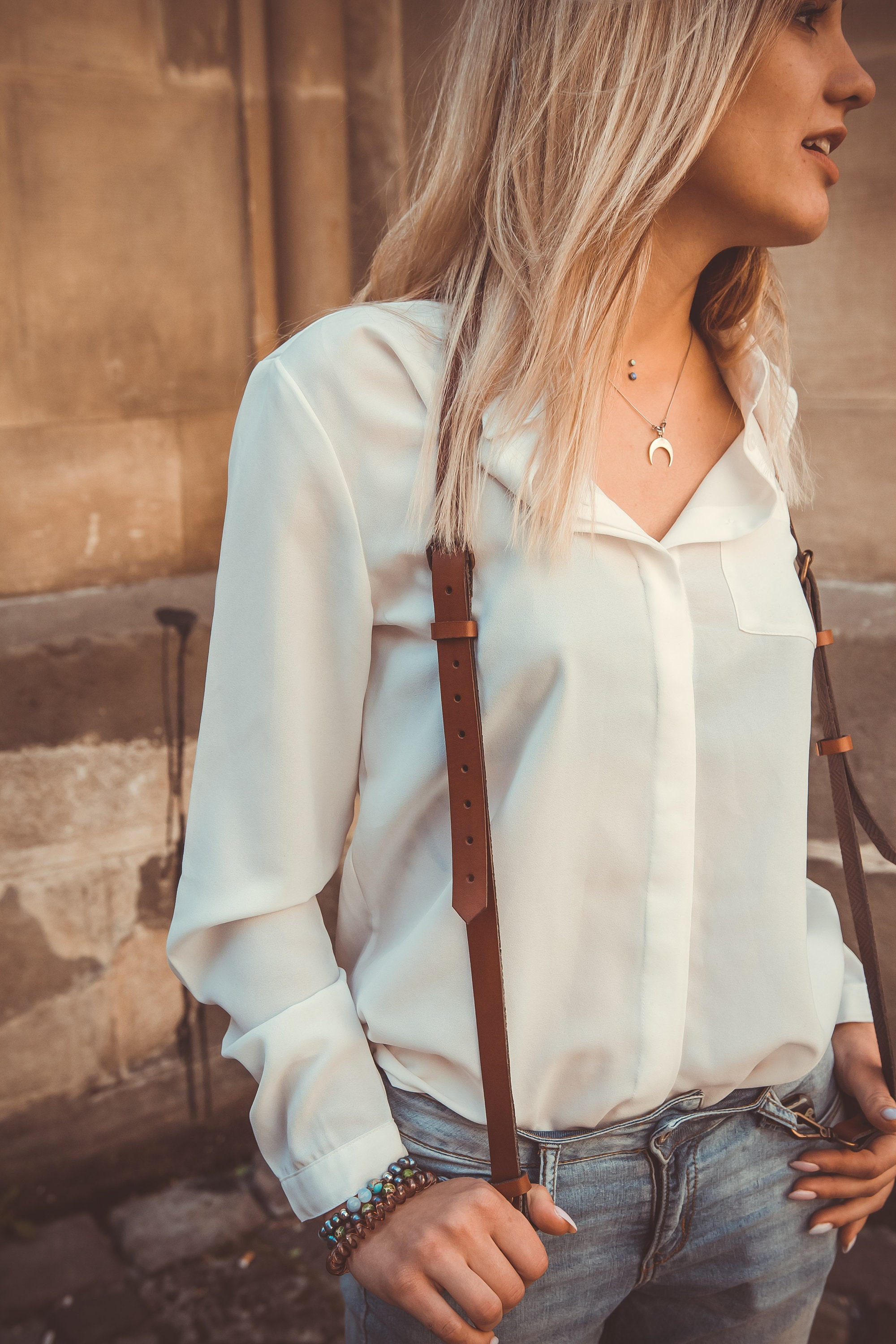 Women's Leather Brown Suspenders Casual Suspenders Etsy