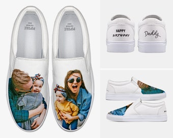 Divertido regalo de cumpleaños para papá y mamá, calzado creativo personalizado, diseño de calzado de servicio completo, zapatos sin cordones personalizados