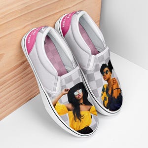 Custom Photo Merch Shoes for YouTubers Streamers Podcasters, Logo Slip-Ons