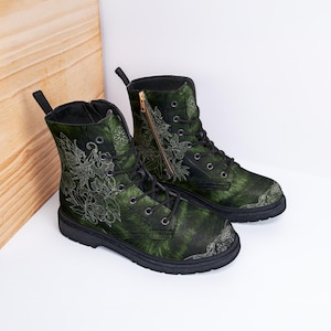 Stivali da fata Goblincore - Stivali da combattimento grunge Cottagecore Dark Forest, cerniera laterale