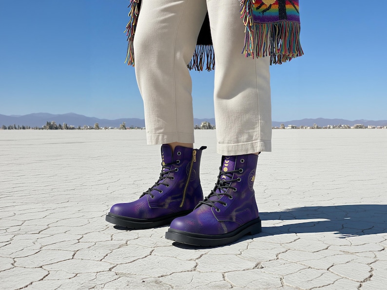 Men's purple footwear - purple side zipper boot for men or women