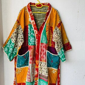 Assorted Handmade Vintage Kantha Patchwork Kimono Robe: Bohemian Quilted Jacket, Upcycled Cotton