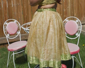 Vintage Silk Skirt Upcycled Indian Saree Skirt | Boho Midi lehenga | Handmade Wear Woman Clothing