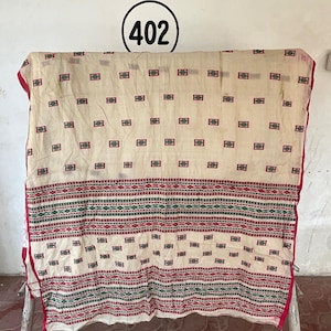 Vintage Silk Saree, Handmade Indian Traditional Sari, Floral Border Draping Fabric