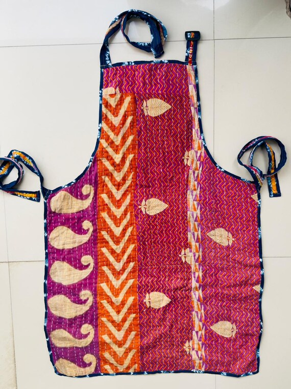 Handmade Patchwork Quilted Kitchen Apron | Boho C… - image 5