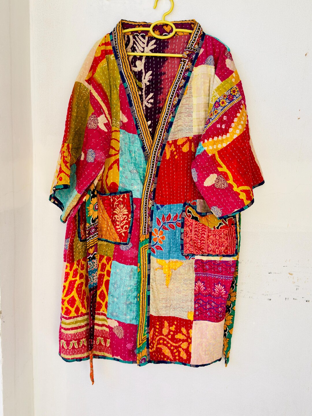 Kantha Robe Assorted Kantha Robe - Indian Vintage Cotton Robe | Quilted Boho Kimono ...