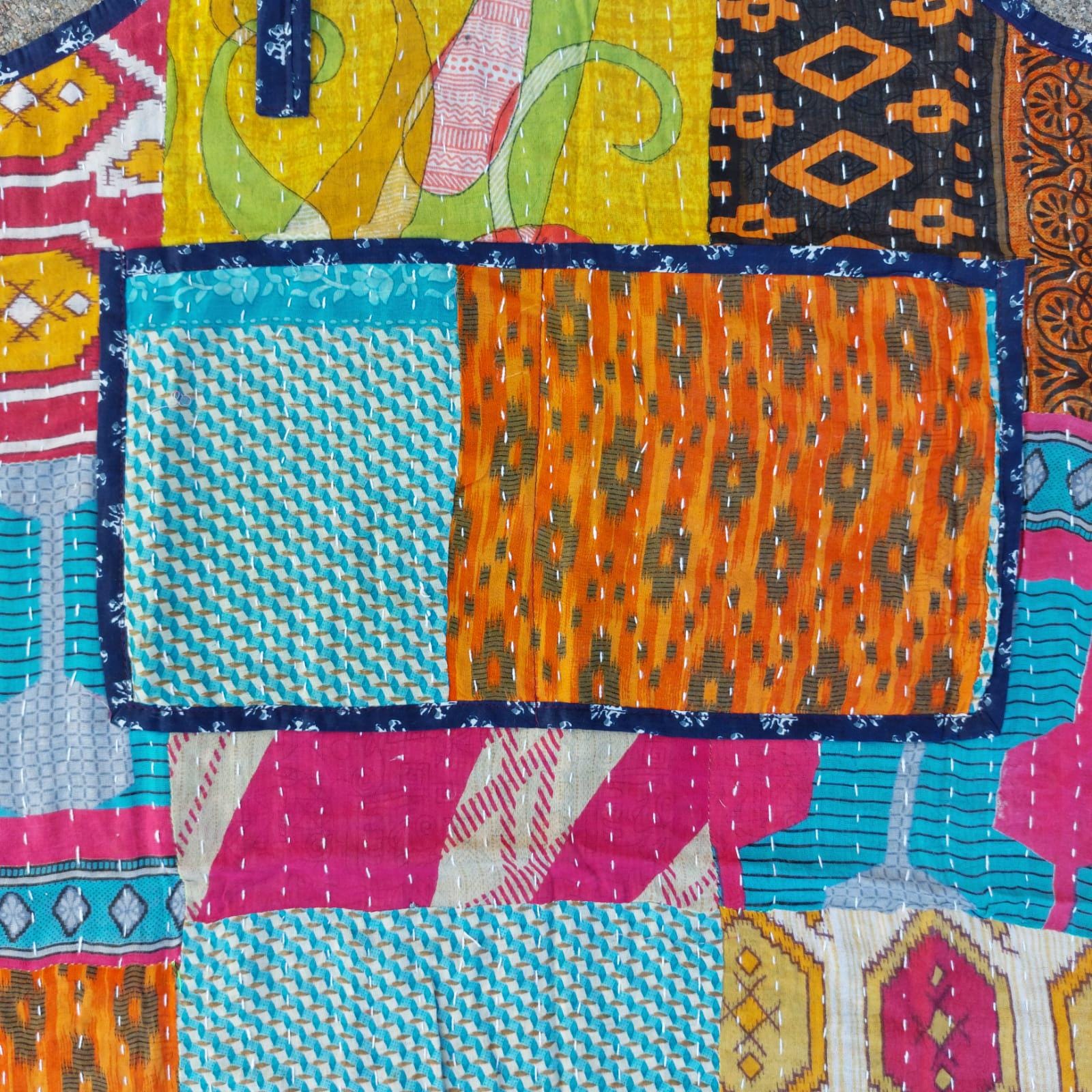 Handmade Kantha Quilted Apron: Vintage Patchwork Cotton