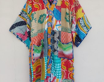 Vintage Kantha Patchwork Robe mix assorted Boho Kimono Jacket | Handmade Cotton robe