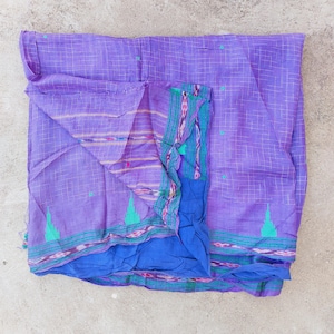 Indian Vintage Silk Saree Blue Sari Vintage Sarees Silk Saris Recycled Silk Fabric Material Upcycled Antique Textile Cloth