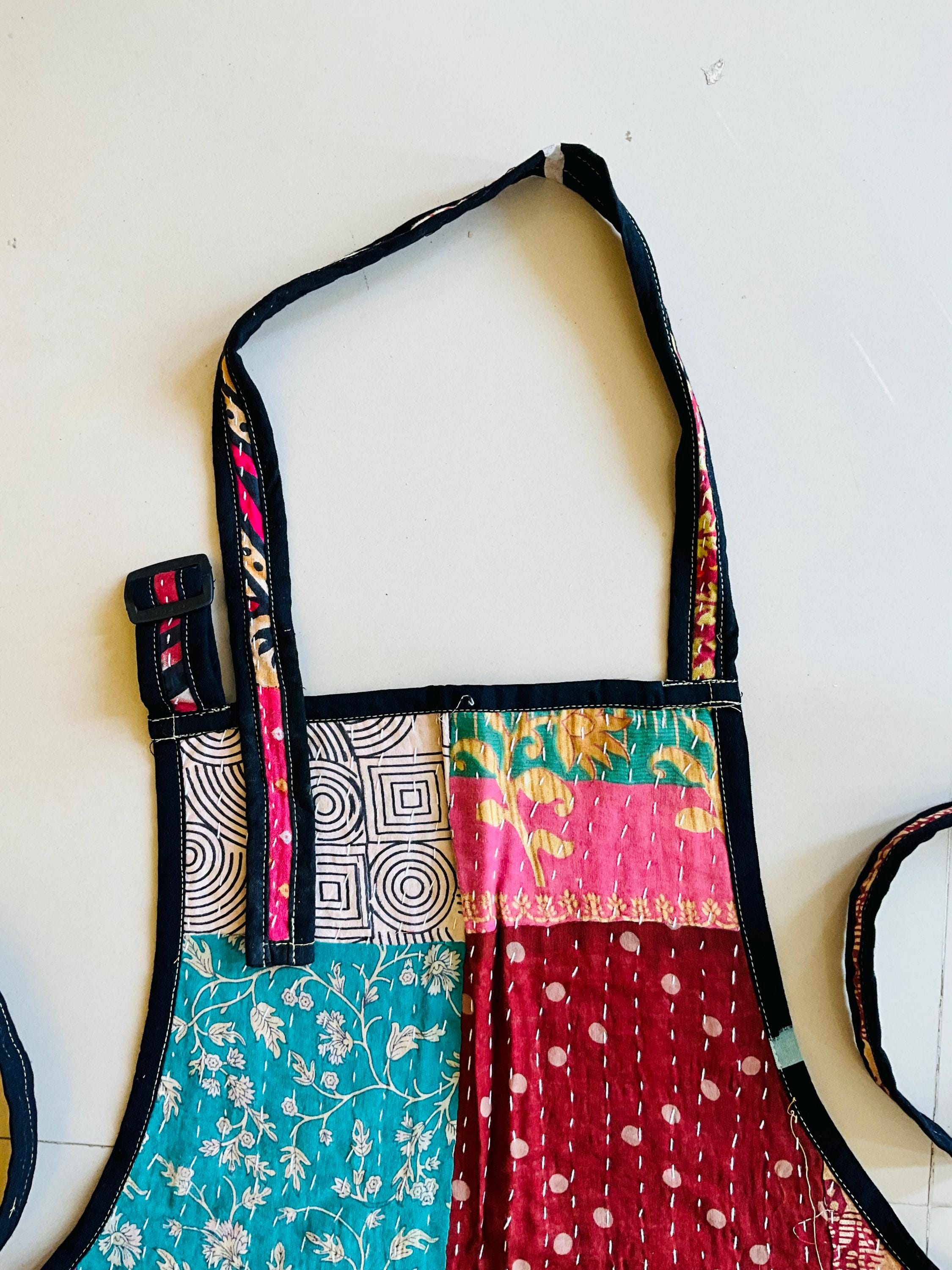 Vintage Kantha Patchwork Apron: Handmade Quilted Cotton Cooking