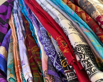 WholeSale lot of Vintage Indian Silk Saree , Textile Art for Upcycling & Collecting