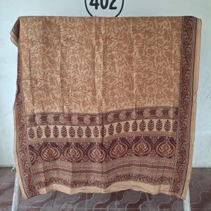 Handmade Vintage Silk Sari, Indian Boho Silk Sari Fabric with Floral Print Ethnic Craft, boho decor