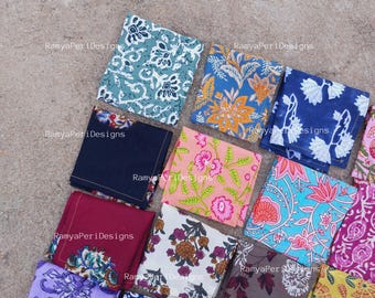 Assorted Hand Block Printed pure Cotton Napkin Set (50 Pcs) - Bohemian Kitchen Decor