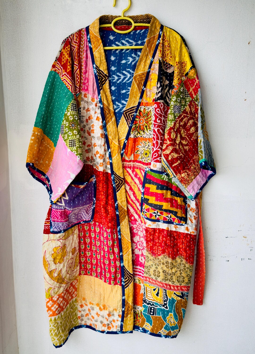 Kantha Robe Handmade Vintage Cotton Kantha Robe: Bohemian Patchwork Kimono Jacket 1 ...