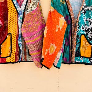 Vintage Kantha Jacket Handmade Boho Quilted Coat Recycled Cotton Patchwork Festival Wear