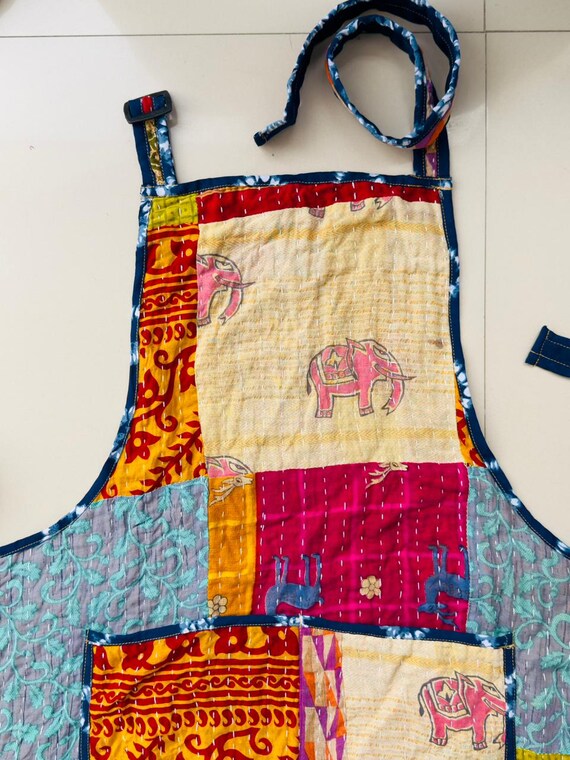 Handmade Patchwork Quilted Kitchen Apron | Boho C… - image 3