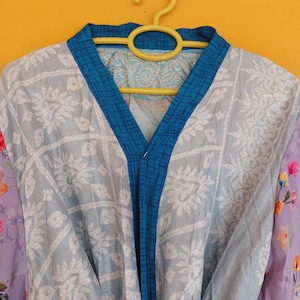 Indian Vintage Boho Silk Kimono Robe, Dressing Gown, Vintage Kimono, Bridal Robe, Boho Kimono, Loungewear