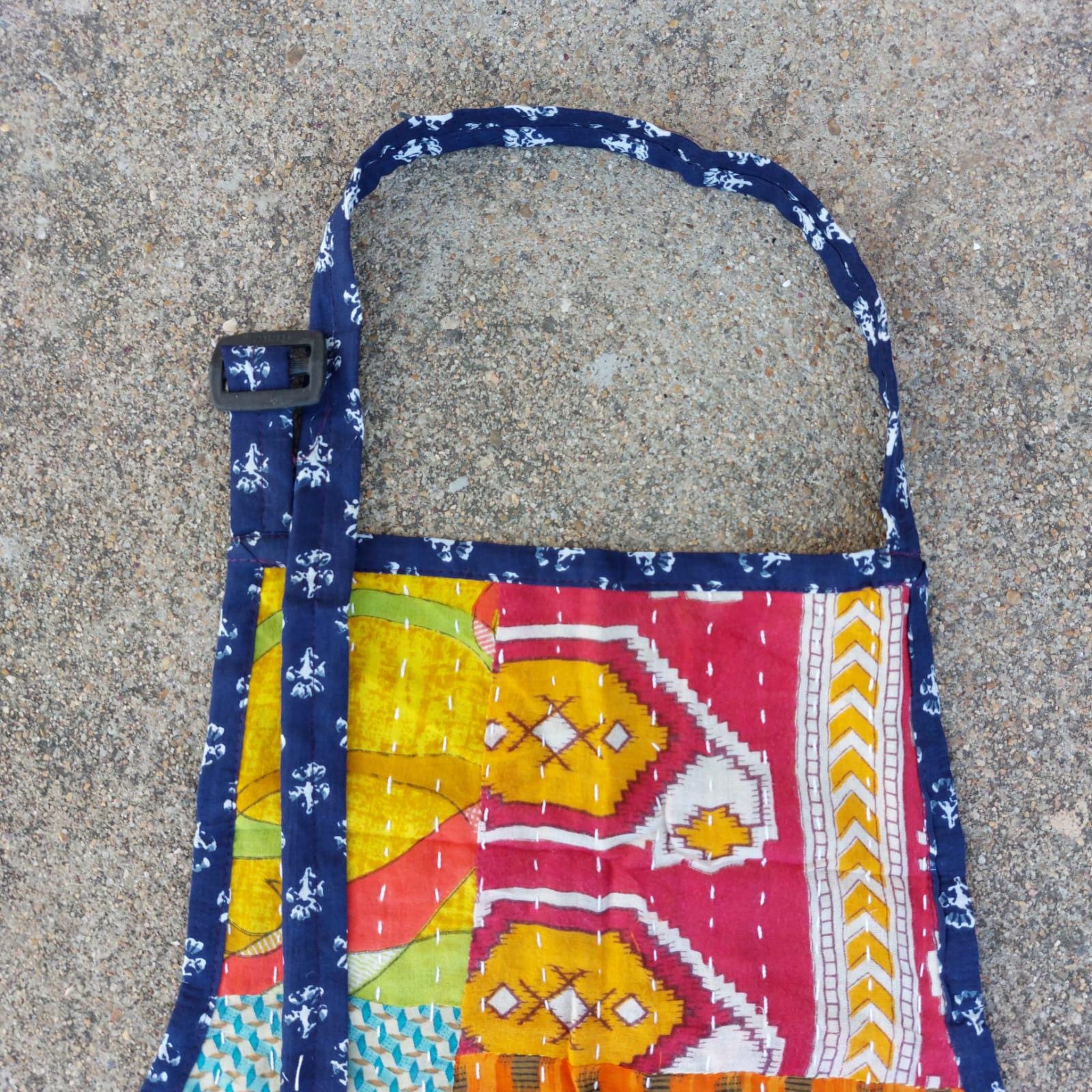 Handmade Kantha Quilted Apron: Vintage Patchwork Cotton