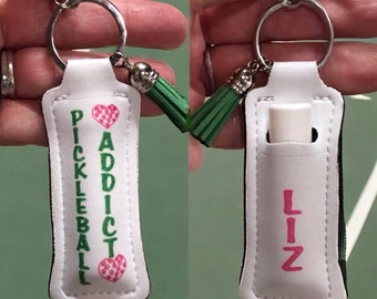 Support de baume à lèvres personnalisé sur le thème du pickleball avec le nom de votre accro au pickleball, cadeau pour le joueur