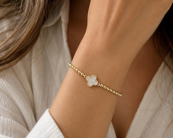 Bracelets à breloques trèfle en nacre, choisissez votre modèle, bijoux délicats, ajustables et empilables