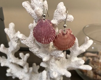 Véritables boucles d'oreilles en calicot et coquille Saint-Jacques, cadeau pour les amoureux de la plage