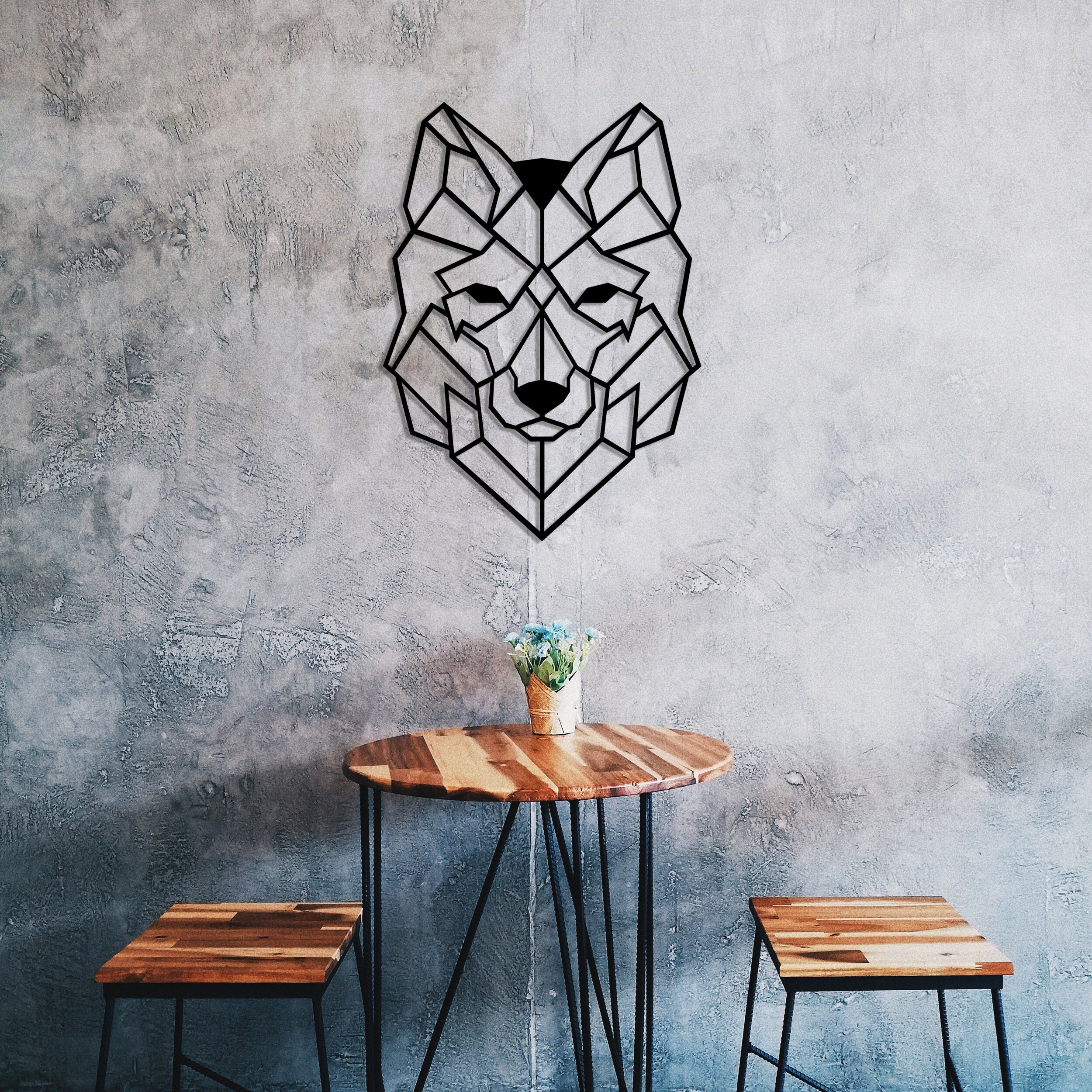 KZY LONDON Wolf Head 50 x 37 cm Metal Wall Art Home Decor | Etsy