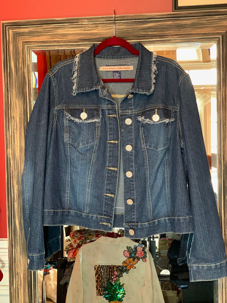 Upcycled Recycled Gypsy Hippie Denim Jacket Ooak Boho TShirt Graphic Vintage Crochet