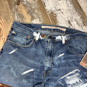 Artisan Reworked Hand Created Upcycled Recycled Vintage Mens Levi Denim Jeans Inspired by Free People Magnolia Jaded Gypsy Sassy Britches bild 4