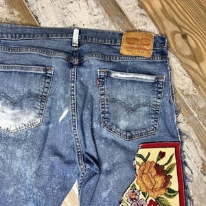 Artisan Reworked Hand Created Upcycled Recycled Vintage Mens Levi Denim Jeans Inspired by Free People Magnolia Jaded Gypsy Sassy Britches bild 3