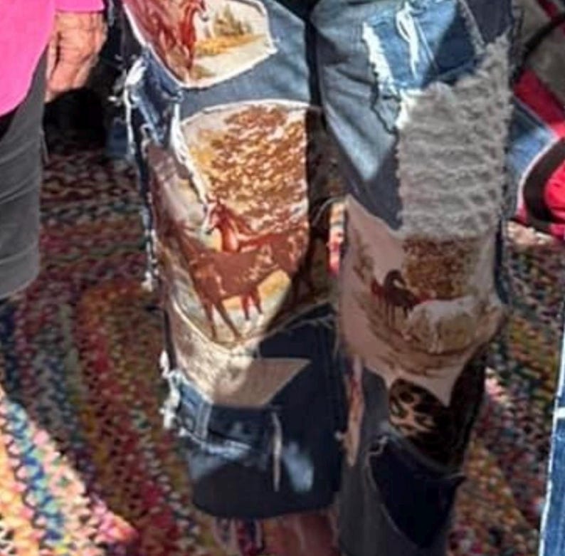 Artisan Reworked Hand Created Upcycled Recycled Vintage Mens Levi Denim Jeans Inspired by Free People Magnolia Jaded Gypsy Sassy Britches bild 6