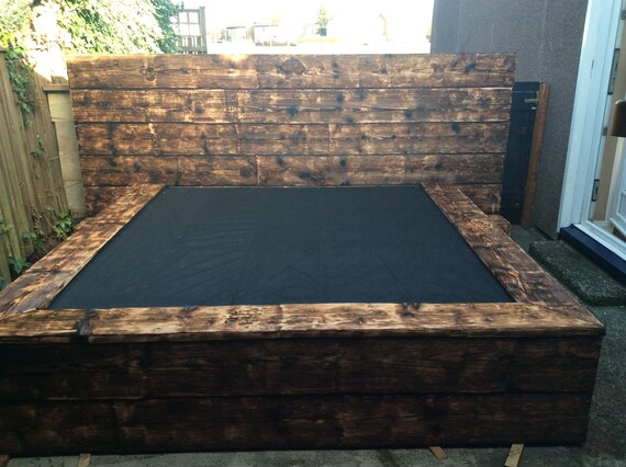 Super King Size Bed Scaffolding Boards Reclaimed Wood Etsy