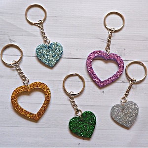 Custom Glitter Heart Resin Keychain | Gifts for Her | Heart Keyring | Resin Gifts
