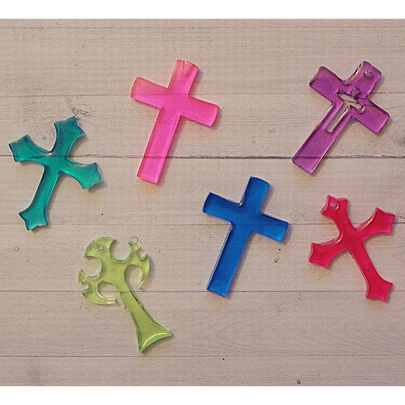 Pretty Translucent Crosses Custom Cross Resin Necklace | Press Flower | Glitter | Gift for Her - Etsy