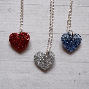 Custom Heart Resin Necklace - Glitter Necklaces Gifts for Women