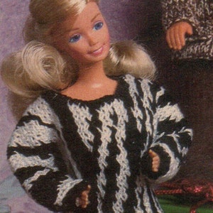 Vintage Knit Fashion Doll Clothes Set Patterns