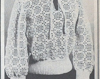 Vintage Crochet Filet Pullover Pattern