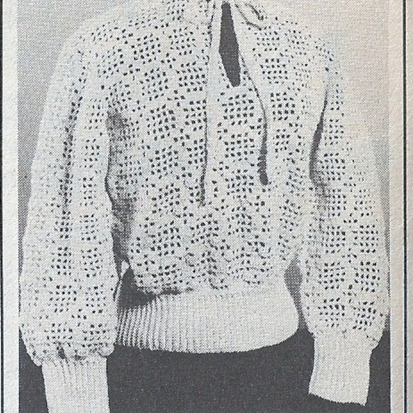 Vintage Crochet Filet Pullover Pattern