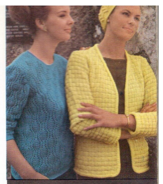 Two Vintage Knitted Sweater Patterns Etsy